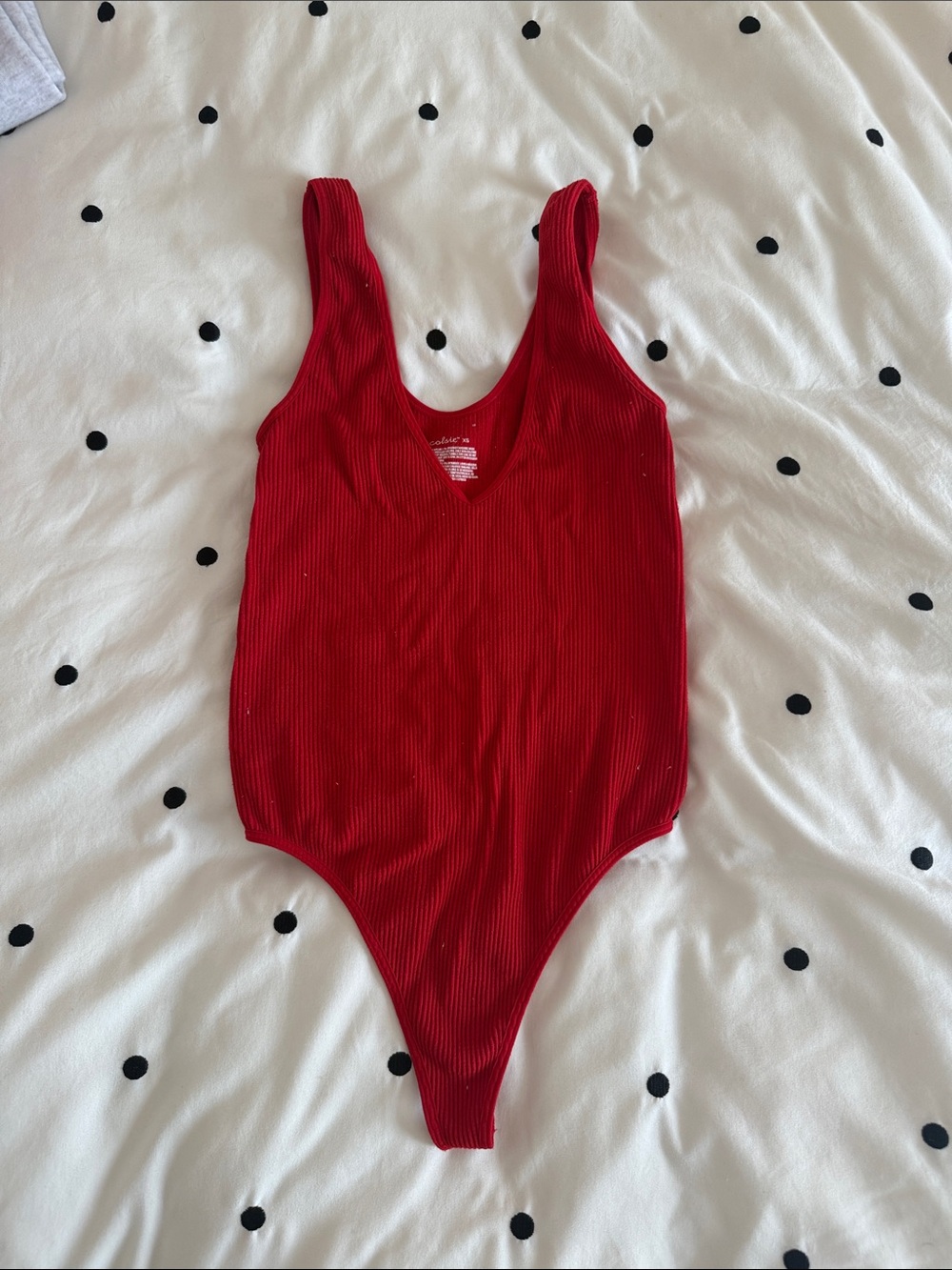 Colsie Red Ribbed Women's Bodysuit